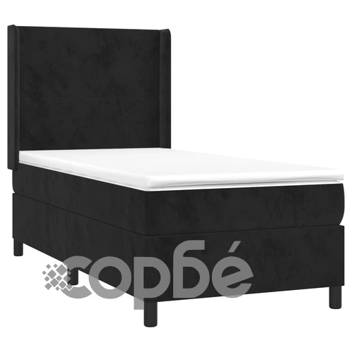 Боксспринг легло с матрак и LED, черно, 90x190 см, кадифе ➤ топ цена ➤ sorbe.bg