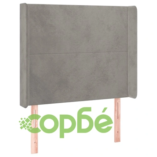 Боксспринг легло с матрак и LED, светлосиво, 90x200 см, кадифе ➤ топ цена ➤ sorbe.bg