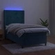 Боксспринг легло с матрак и LED, тъмносиньо, 90x200 см, кадифе