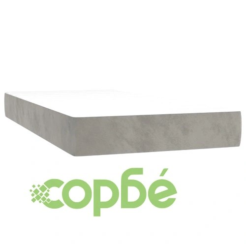 Боксспринг легло с матрак и LED, светлосиво, 100x200 см, кадифе ➤ топ цена ➤ sorbe.bg