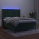 Боксспринг легло с матрак и LED, тъмнозелено, 140x190см, кадифе