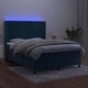 Боксспринг легло с матрак и LED, тъмносиньо, 140x190 см, кадифе