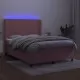 Боксспринг легло с матрак и LED, розово, 140x190 см, кадифе
