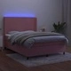 Боксспринг легло с матрак и LED, розово, 140x200 см, кадифе