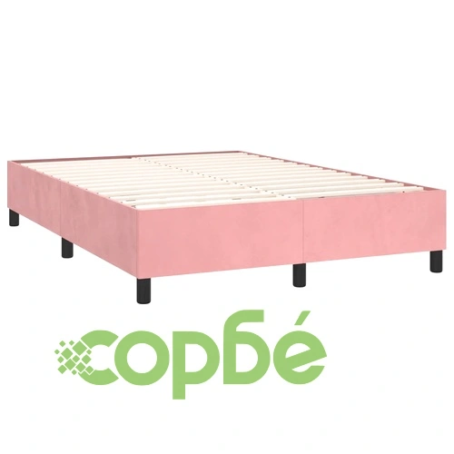 Боксспринг легло с матрак и LED, розово, 140x200 см, кадифе ➤ топ цена ➤ sorbe.bg