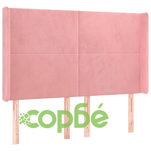 Боксспринг легло с матрак и LED, розово, 140x200 см, кадифе ➤ топ цена ➤ sorbe.bg