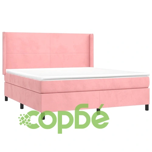 Боксспринг легло с матрак и LED, розово, 180x200 см, кадифе ➤ топ цена ➤ sorbe.bg