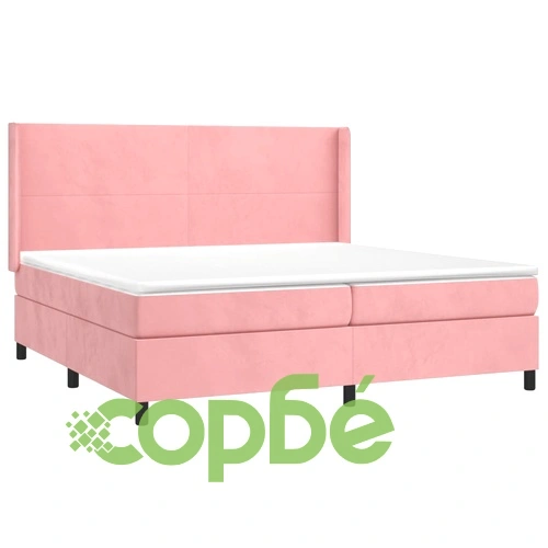 Боксспринг легло с матрак и LED, розово, 200x200 см, кадифе ➤ топ цена ➤ sorbe.bg