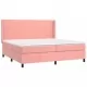 Боксспринг легло с матрак и LED, розово, 200x200 см, кадифе