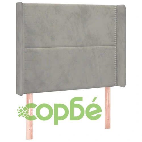 Боксспринг легло с матрак и LED, светлосиво, 80x200 см, кадифе ➤ топ цена ➤ sorbe.bg