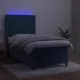 Боксспринг легло с матрак и LED, тъмносиньо, 90x190 см, кадифе