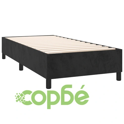 Боксспринг легло с матрак и LED, черно, 100x200 см, кадифе ➤ топ цена ➤ sorbe.bg