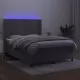 Боксспринг легло с матрак и LED, светлосиво, 140x190 см, кадифе