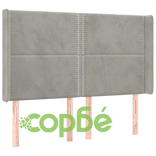 Боксспринг легло с матрак и LED, светлосиво, 140x190 см, кадифе ➤ топ цена ➤ sorbe.bg