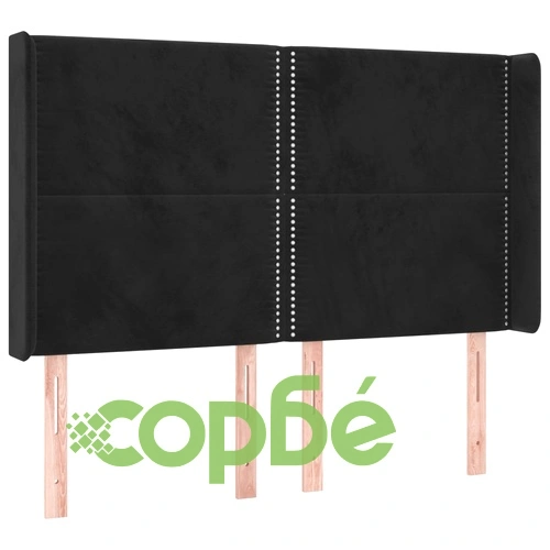 Боксспринг легло с матрак и LED, черно, 140x200 см, кадифе ➤ топ цена ➤ sorbe.bg