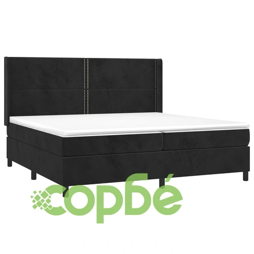 Боксспринг легло с матрак и LED, черно, 200x200 см, кадифе ➤ топ цена ➤ sorbe.bg