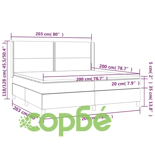 Боксспринг легло с матрак и LED, тъмнозелено, 200x200см, кадифе ➤ топ цена ➤ sorbe.bg
