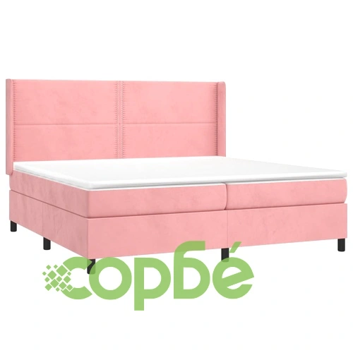 Боксспринг легло с матрак и LED, розово, 200x200 см, кадифе ➤ топ цена ➤ sorbe.bg