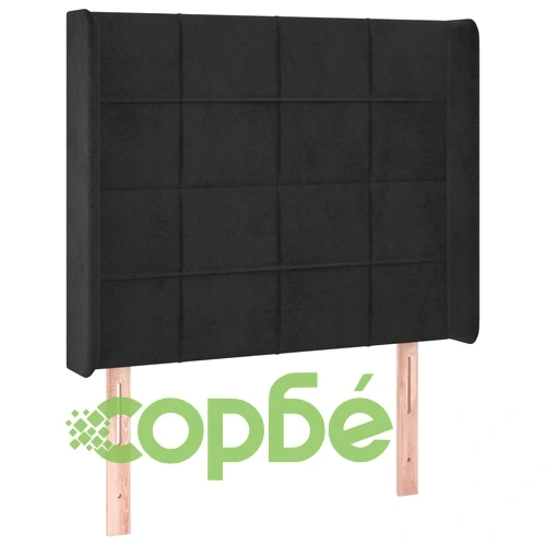 Боксспринг легло с матрак и LED, черно, 90x190 см, кадифе ➤ топ цена ➤ sorbe.bg