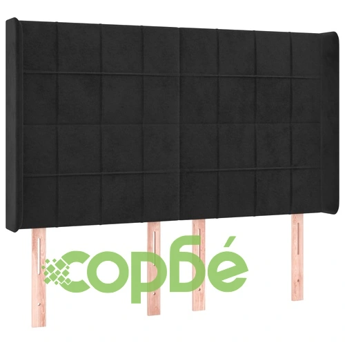 Боксспринг легло с матрак и LED, черно, 140x190 см, кадифе ➤ топ цена ➤ sorbe.bg