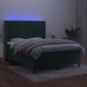 Боксспринг легло с матрак и LED, тъмнозелено, 140x190см, кадифе