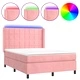 Боксспринг легло с матрак и LED, розово, 140x190 см, кадифе