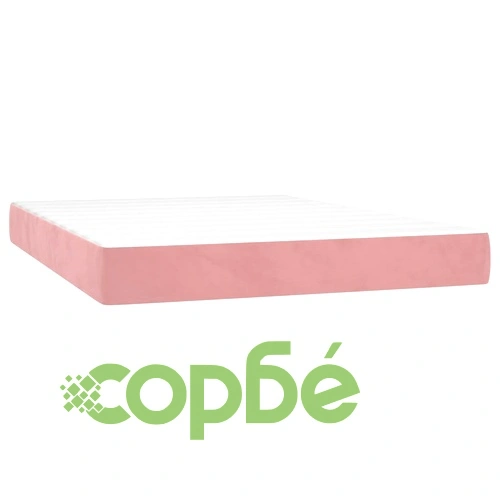 Боксспринг легло с матрак и LED, розово, 140x190 см, кадифе ➤ топ цена ➤ sorbe.bg