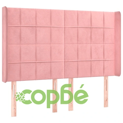 Боксспринг легло с матрак и LED, розово, 140x190 см, кадифе ➤ топ цена ➤ sorbe.bg