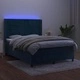 Боксспринг легло с матрак и LED, тъмносиньо, 140x200 см, кадифе