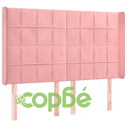 Боксспринг легло с матрак и LED, розово, 140x200 см, кадифе ➤ топ цена ➤ sorbe.bg