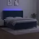 Боксспринг легло с матрак и LED, тъмносиньо, 160x200 см, кадифе