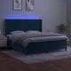 Боксспринг легло с матрак и LED, тъмносиньо, 160x200 см, кадифе