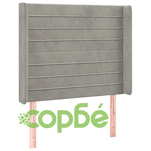 Боксспринг легло с матрак и LED, светлосиво, 90x190 см, кадифе ➤ топ цена ➤ sorbe.bg