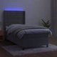 Боксспринг легло с матрак и LED, светлосиво, 100x200 см, кадифе