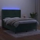 Боксспринг легло с матрак и LED, тъмнозелено, 140x190см, кадифе