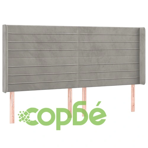 Боксспринг легло с матрак и LED, светлосиво, 160x200 см, кадифе  ➤ топ цена ➤ sorbe.bg
