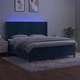 Боксспринг легло с матрак и LED, тъмносиньо, 160x200 см, кадифе
