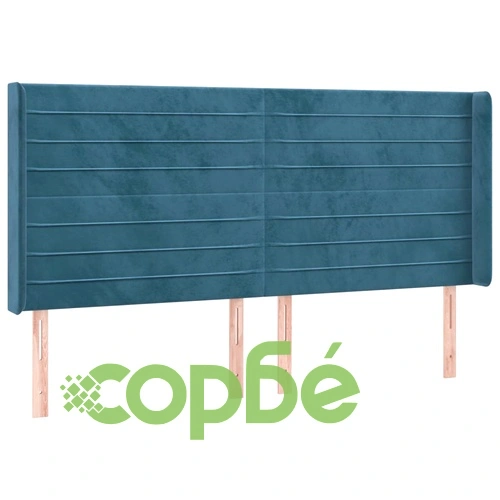 Боксспринг легло с матрак и LED, тъмносиньо, 160x200 см, кадифе ➤ топ цена ➤ sorbe.bg