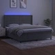 Боксспринг легло с матрак и LED, светлосиво, 180x200 см, кадифе