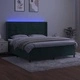 Боксспринг легло с матрак и LED, тъмнозелено, 180x200см, кадифе
