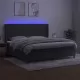 Боксспринг легло с матрак и LED, тъмносиво, 200x200 см, кадифе