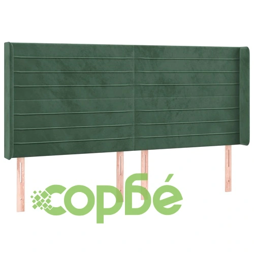 Боксспринг легло с матрак и LED, тъмнозелено, 200x200см, кадифе ➤ топ цена ➤ sorbe.bg