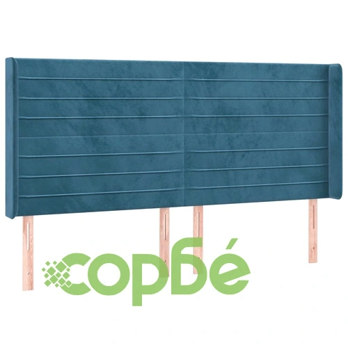 Боксспринг легло с матрак и LED, тъмносиньо, 200x200 см, кадифе ➤ топ цена ➤ sorbe.bg