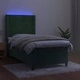 Боксспринг легло с матрак и LED, тъмнозелено, 80x200 см, кадифе