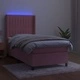 Боксспринг легло с матрак и LED, розово, 80x200 см, кадифе