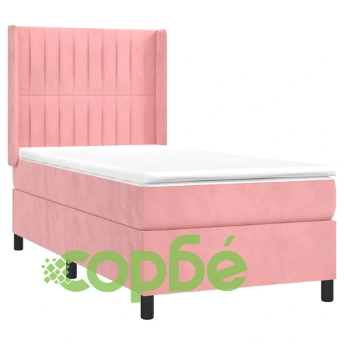 Боксспринг легло с матрак и LED, розово, 90x190 см, кадифе ➤ топ цена ➤ sorbe.bg