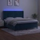 Боксспринг легло с матрак и LED, тъмносиньо, 160x200 см, кадифе