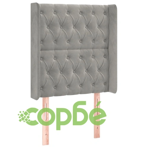 Боксспринг легло с матрак и LED, светлосиво, 80x200 см, кадифе ➤ топ цена ➤ sorbe.bg