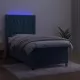 Боксспринг легло с матрак и LED, тъмносиньо, 80x200 см, кадифе
