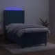 Боксспринг легло с матрак и LED, тъмносиньо, 90x190 см, кадифе